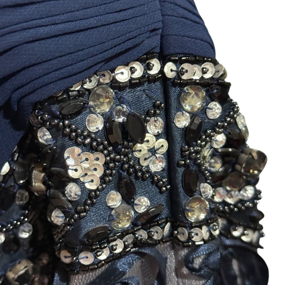 Sue Wong Nocturne Strapless Sweetheart Navy Beaded Lace Cocktail Mini Dress 2 - Picture 11 of 13